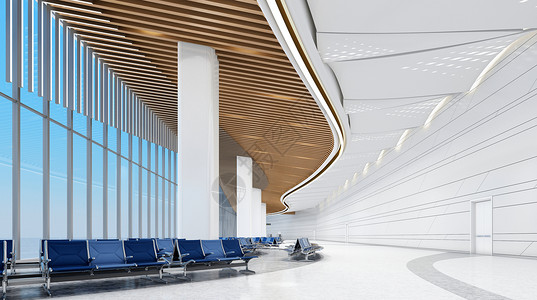 机场航班显示候机厅场景设计图片