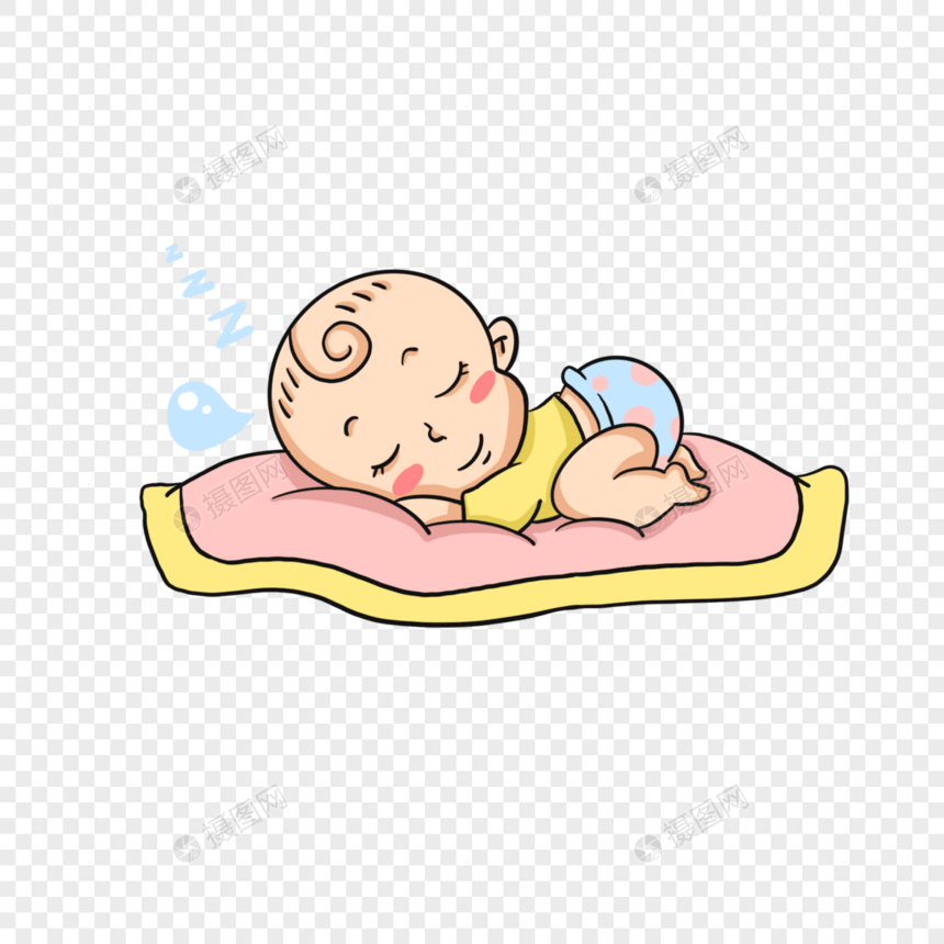 卡通可爱小婴儿趴着睡图片