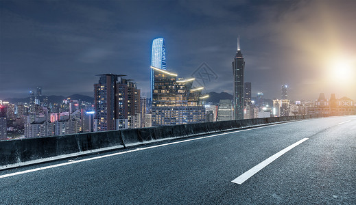 高速公路夜景公路城市背景设计图片