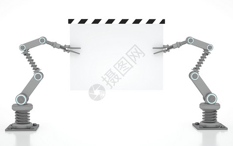一体两翼现代工业机械臂场景设计图片