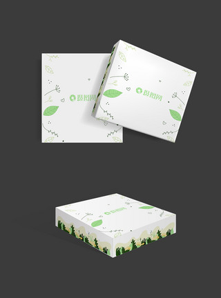 画册绿色绿色花纹包装盒样机模板