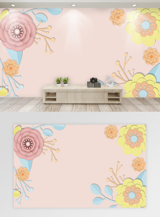 立体花卉立体浮雕花卉植物背景墙模板