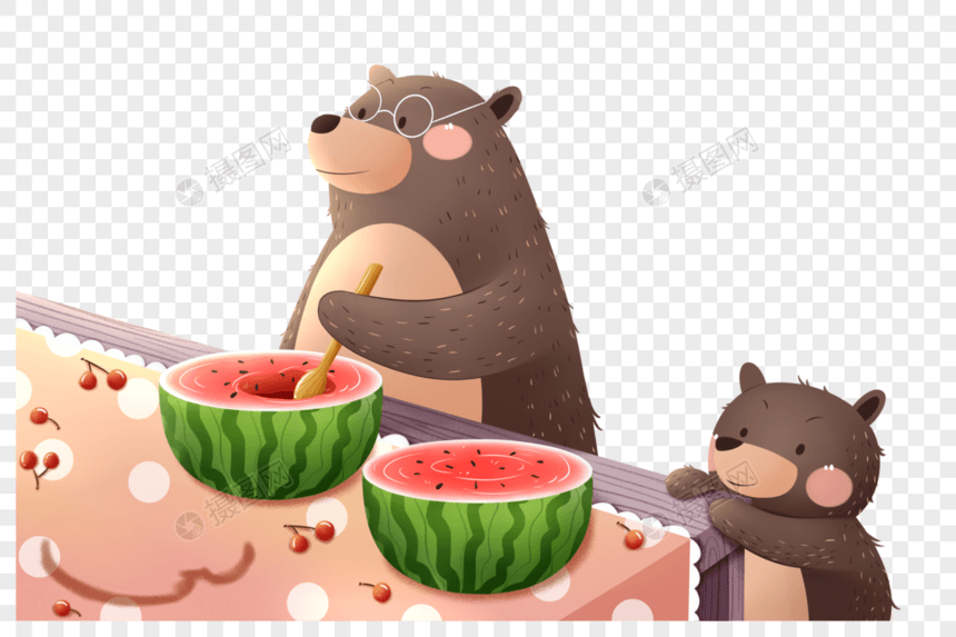 吃西瓜的狗熊图片