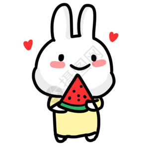 小兔子吃西瓜表情包gif高清图片