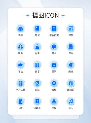 双色奥斯汀UI设计教育蓝色装饰图标icon模板