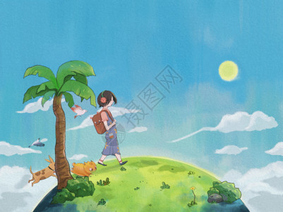 奇幻植物背景暑假游玩gif高清图片