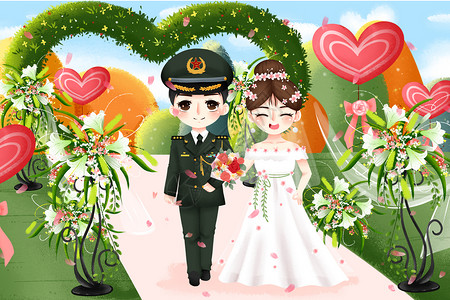 建军节军婚典礼背景图片