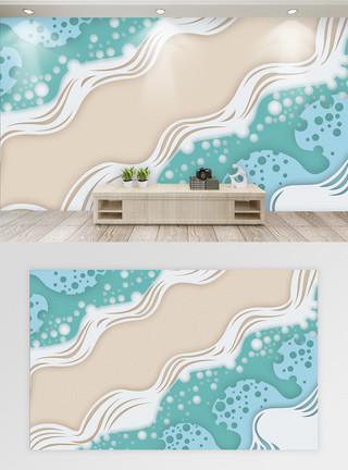 海浪纹理背景墙模板