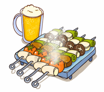 啤酒和烧烤gif动图图片