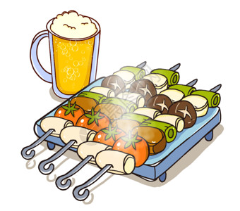 养生汤美食海报啤酒和烧烤gif动图高清图片