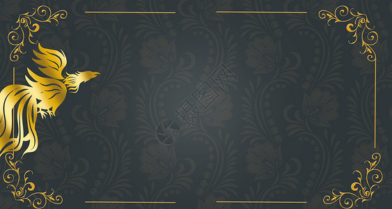 复古花纹边框中国风金色背景设计图片