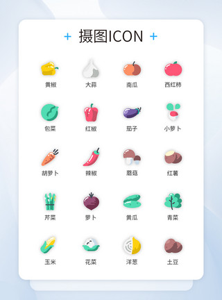 蔬菜免抠UI设计蔬菜插画风装饰图标icon模板