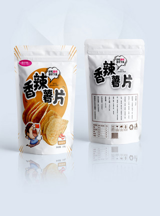 icon设计香辣薯片零食包装袋设计模板