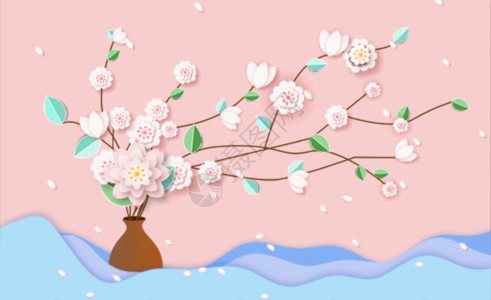 雪滴花剪纸花卉插画gif动图高清图片