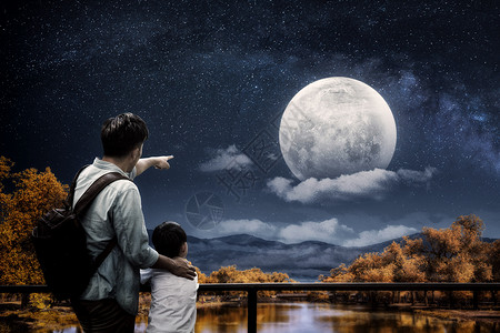 中秋节月亮风景中秋团圆设计图片