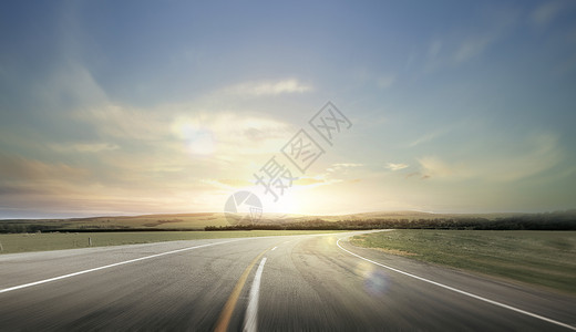 空旷草地乡村公路背景设计图片