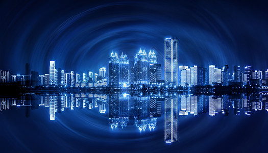 蓝色城市科技现代化高清图片素材