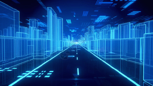 科技蓝科技虚拟城市穿梭动态背景gif高清图片