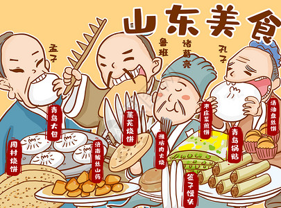 山东美食孔子卡通高清图片