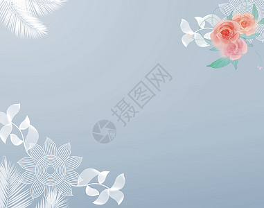 剪纸风花卉背景蓝色花朵背景设计图片