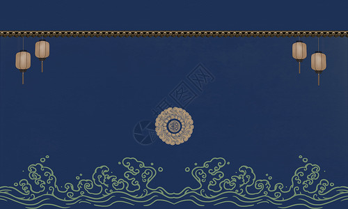 蓝色中式背景背景图片