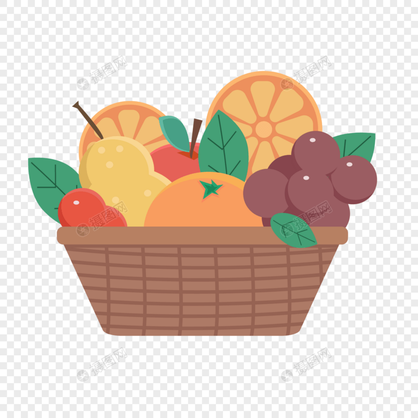 秋季水果篮插画图片