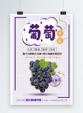 超市特价新鲜葡萄水果海报模板