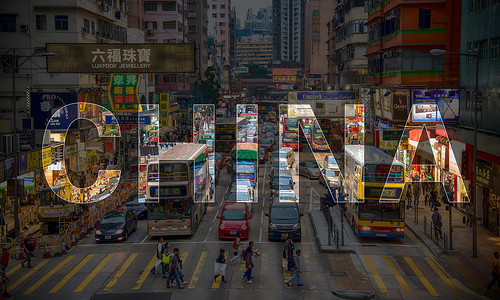 香港街道香港爱国海报设计图片