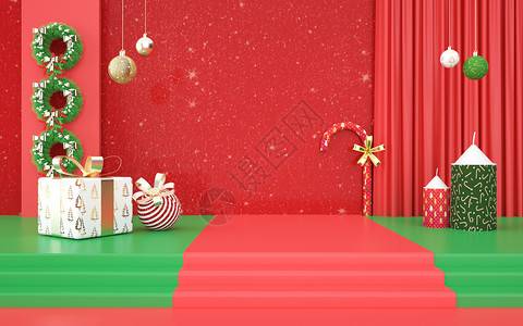 圣诞节舞台3D圣诞节展示背景设计图片