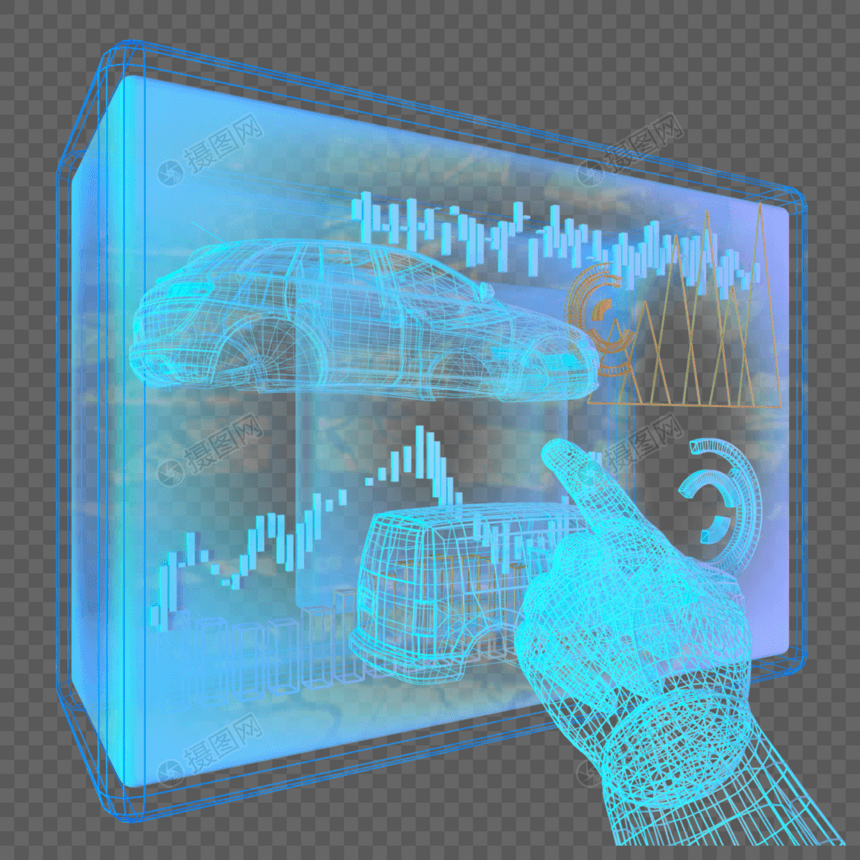 科技未来数据图表手三维模型图片