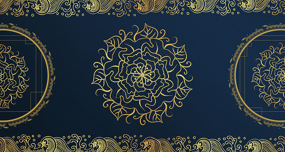 金色名片底纹中国风蓝色背景设计图片