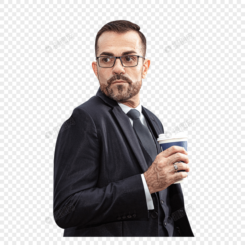 外国商务男士手拿咖啡图片