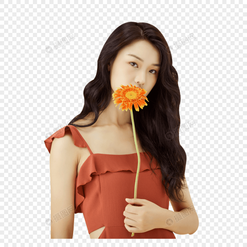 文艺青年鲜花女性图片