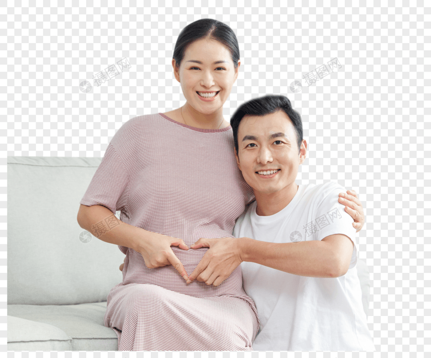 孕妇和丈夫一起比爱心图片