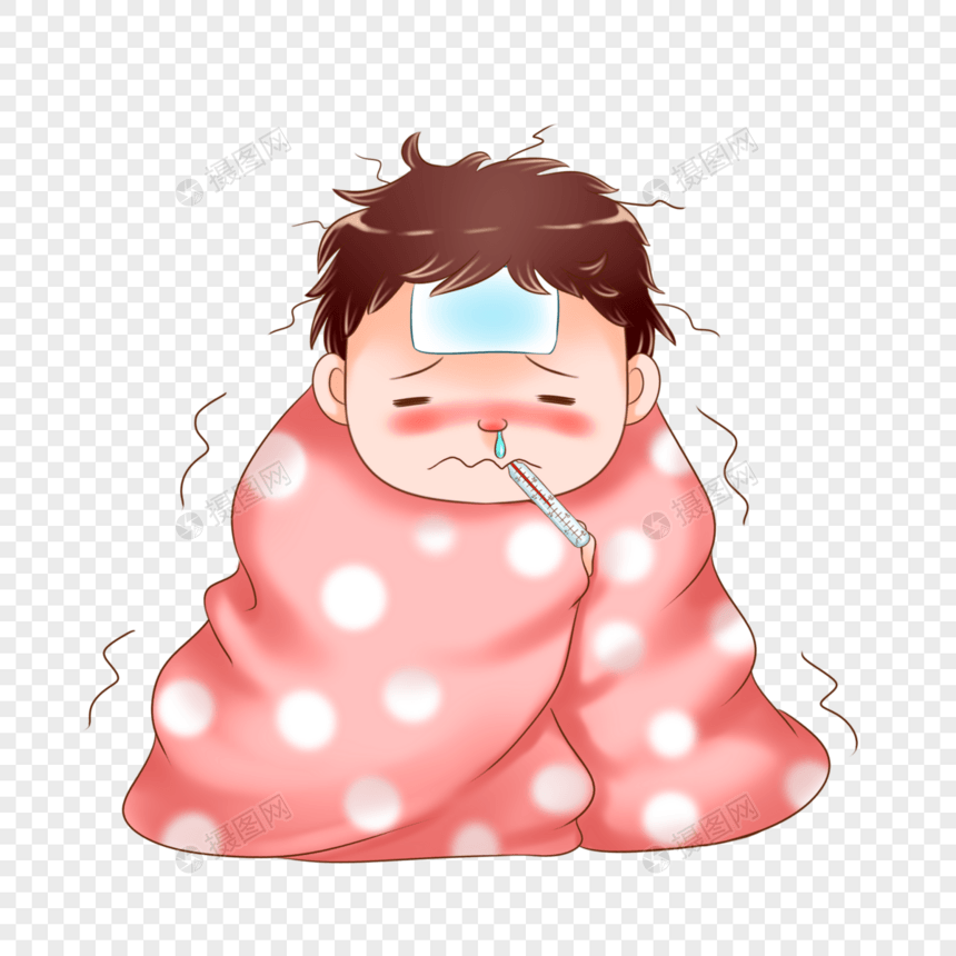 感冒发烧的小男孩