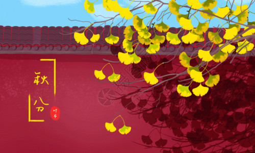 枫叶手绘秋分枫叶GIF高清图片