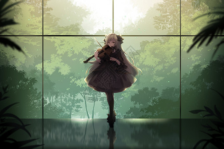 提琴少女背景图片
