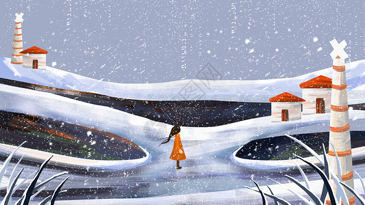 雪景抽象孤独背景节气高清图片素材