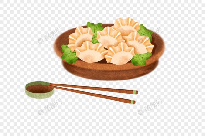 手绘吃饺子图片