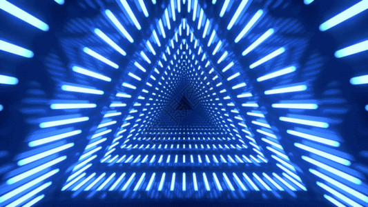 室外走廊科技蓝色空间灯光变幻通道穿梭循环动画GIF高清图片