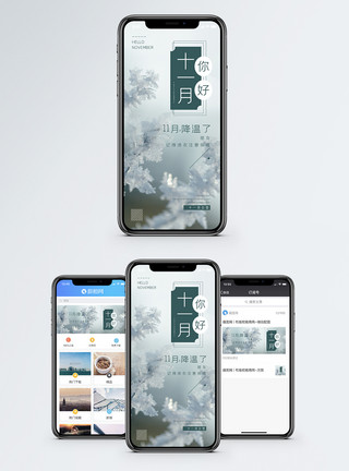 霜海报你好十一月手机海报配图模板