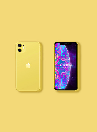 手机模型素材黄色iphone11苹果样机模板