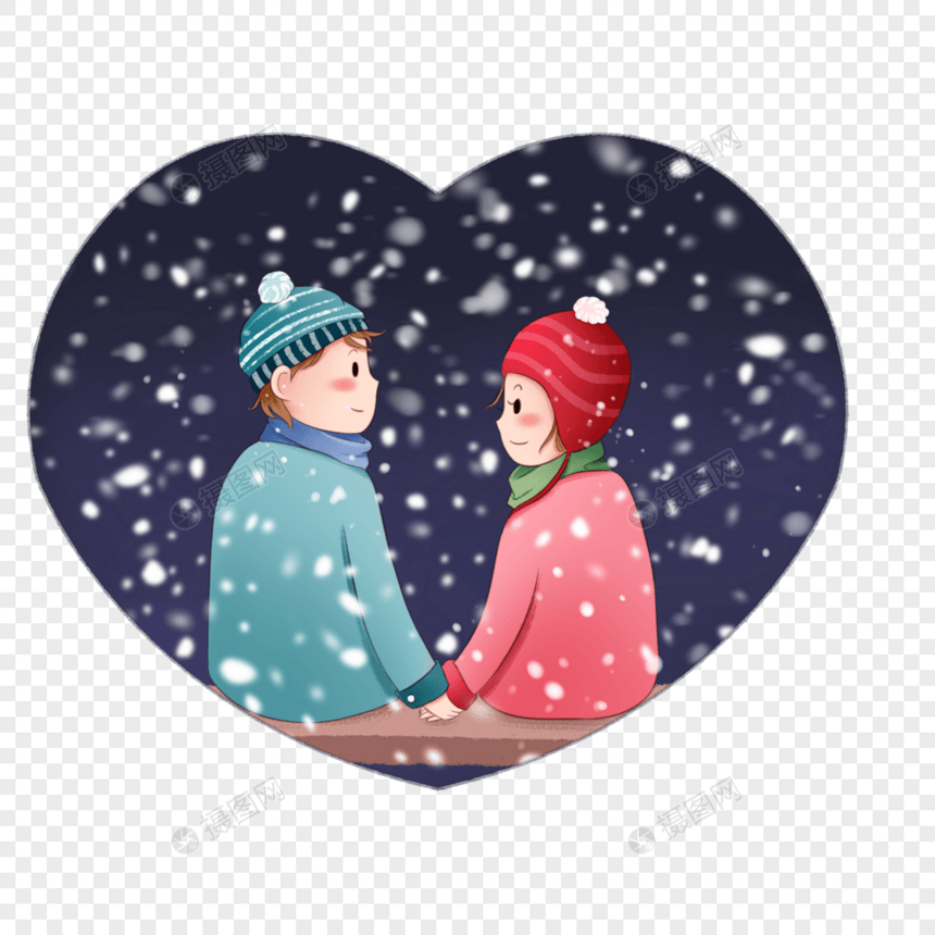 大雪中的情侣图片
