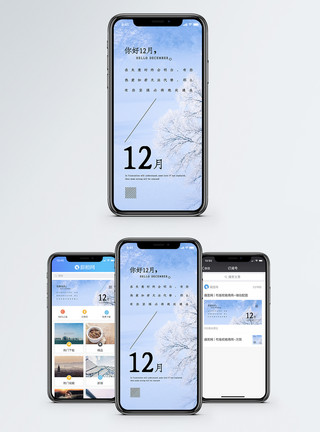 你好冬天你好12月手机海报配图模板