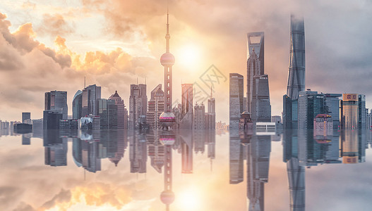 上海城市建筑风景天际线城市背景设计图片