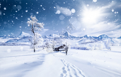 雪花片冬天背景设计图片