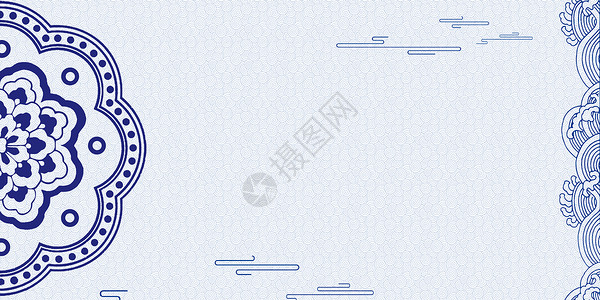 青花瓷碗筷蓝色青花瓷背景设计图片