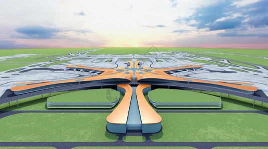 飞机场大兴机场俯视图设计图片