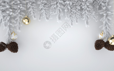 圣诞树上雪白色圣诞节背景设计图片