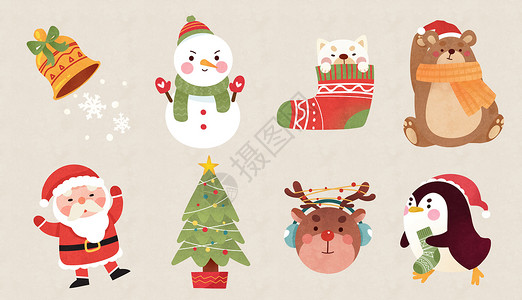 可爱圣诞树冬季圣诞可爱元素插画插画
